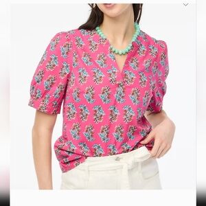 NWT JCrew Factory Poplin Top, Pink Floral, Size XS